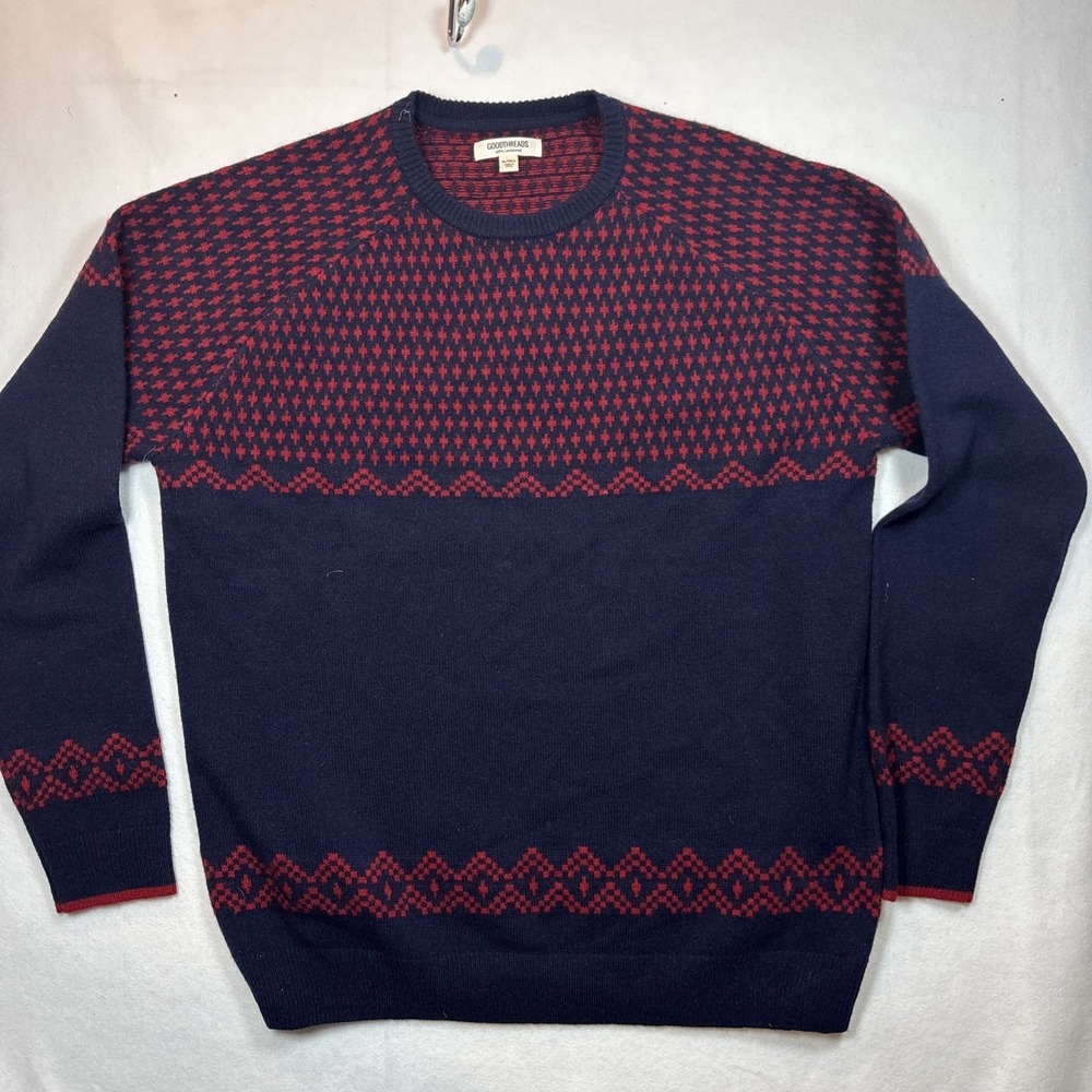 Goodthreads 100% Lambswool Fair Aisle Mens Size Xl-tall Red BlueSweater  Holiday